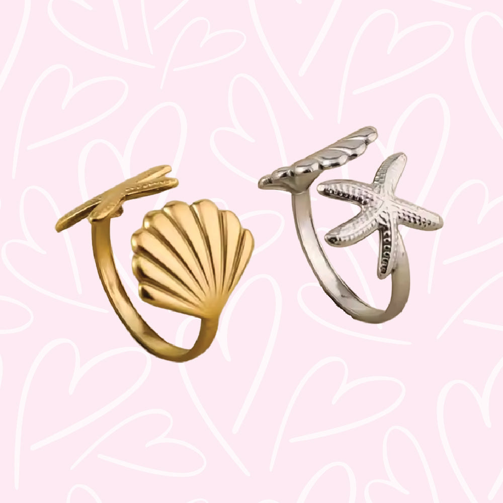 Seashell Star Adjustable Ring