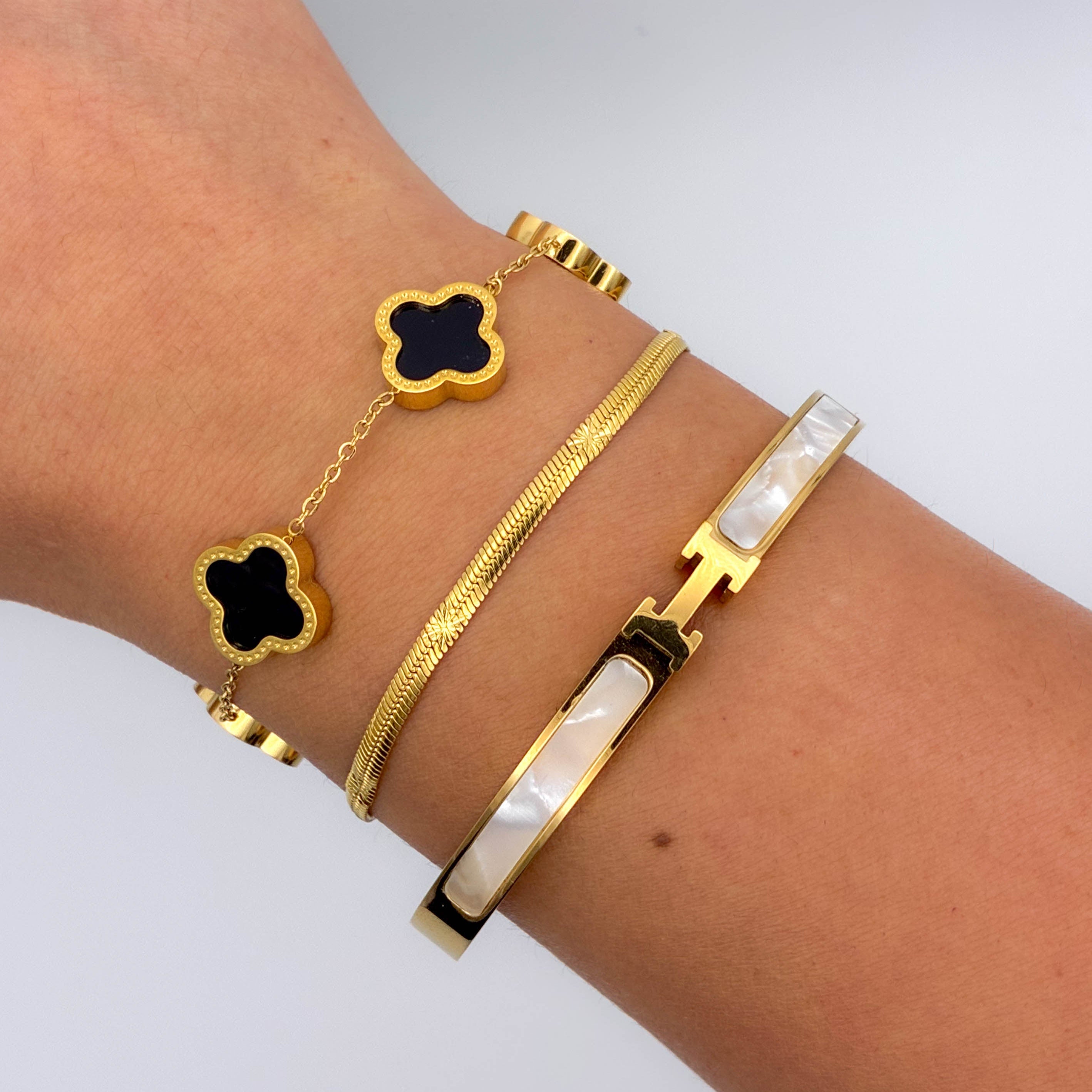 Black & White Clover Bracelet