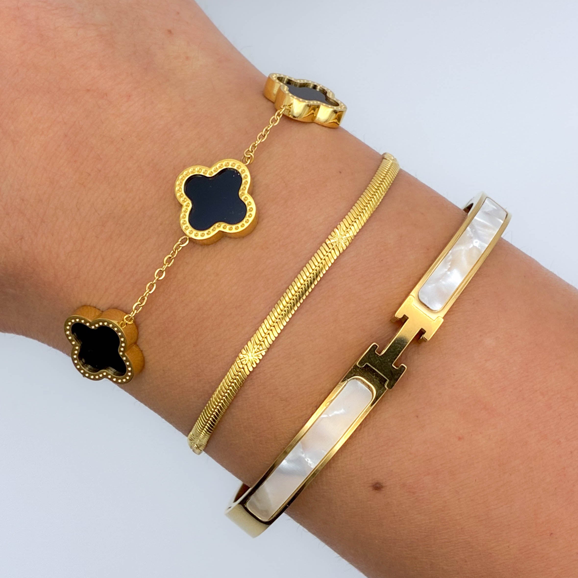 Black & White Clover Bracelet