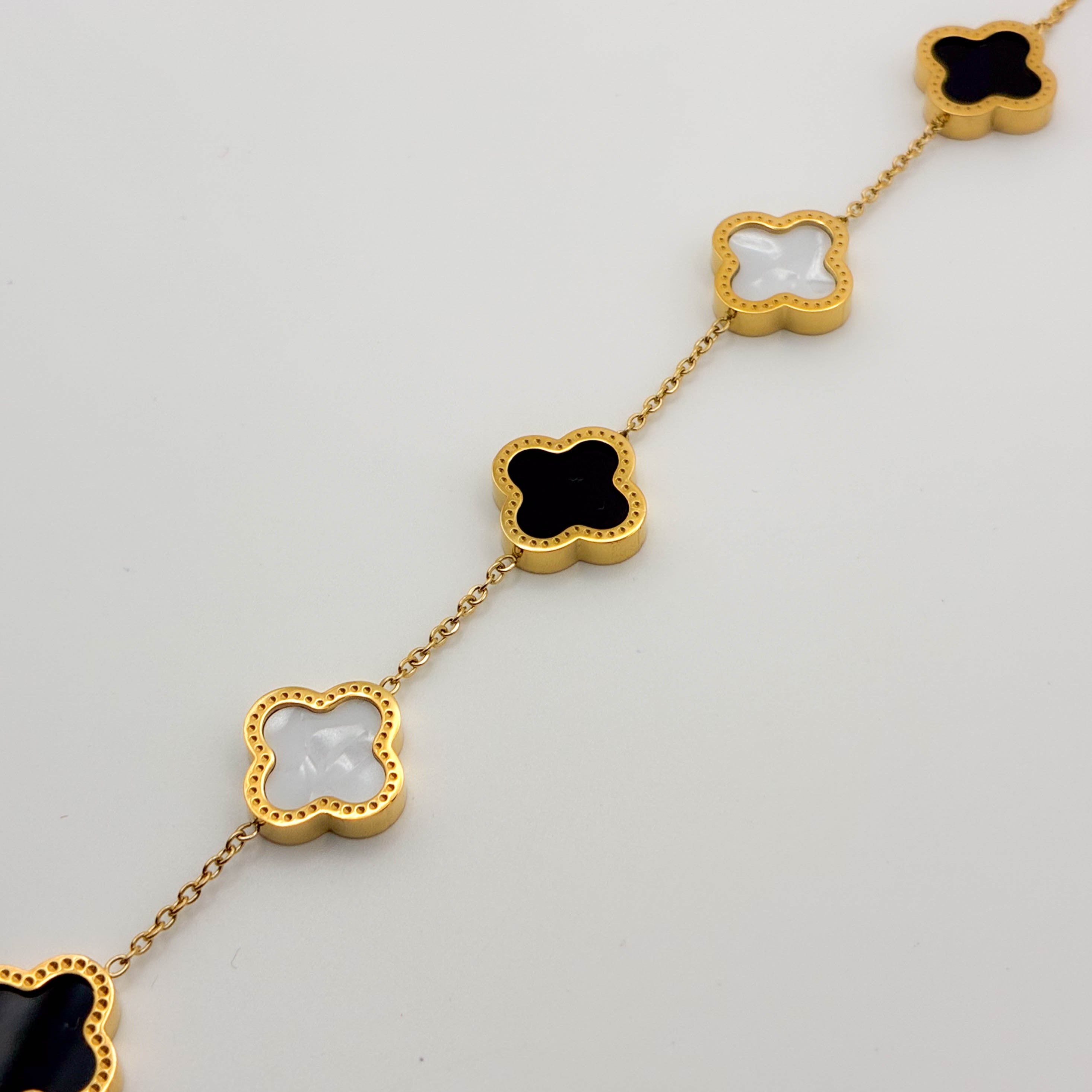 Black & White Clover Bracelet