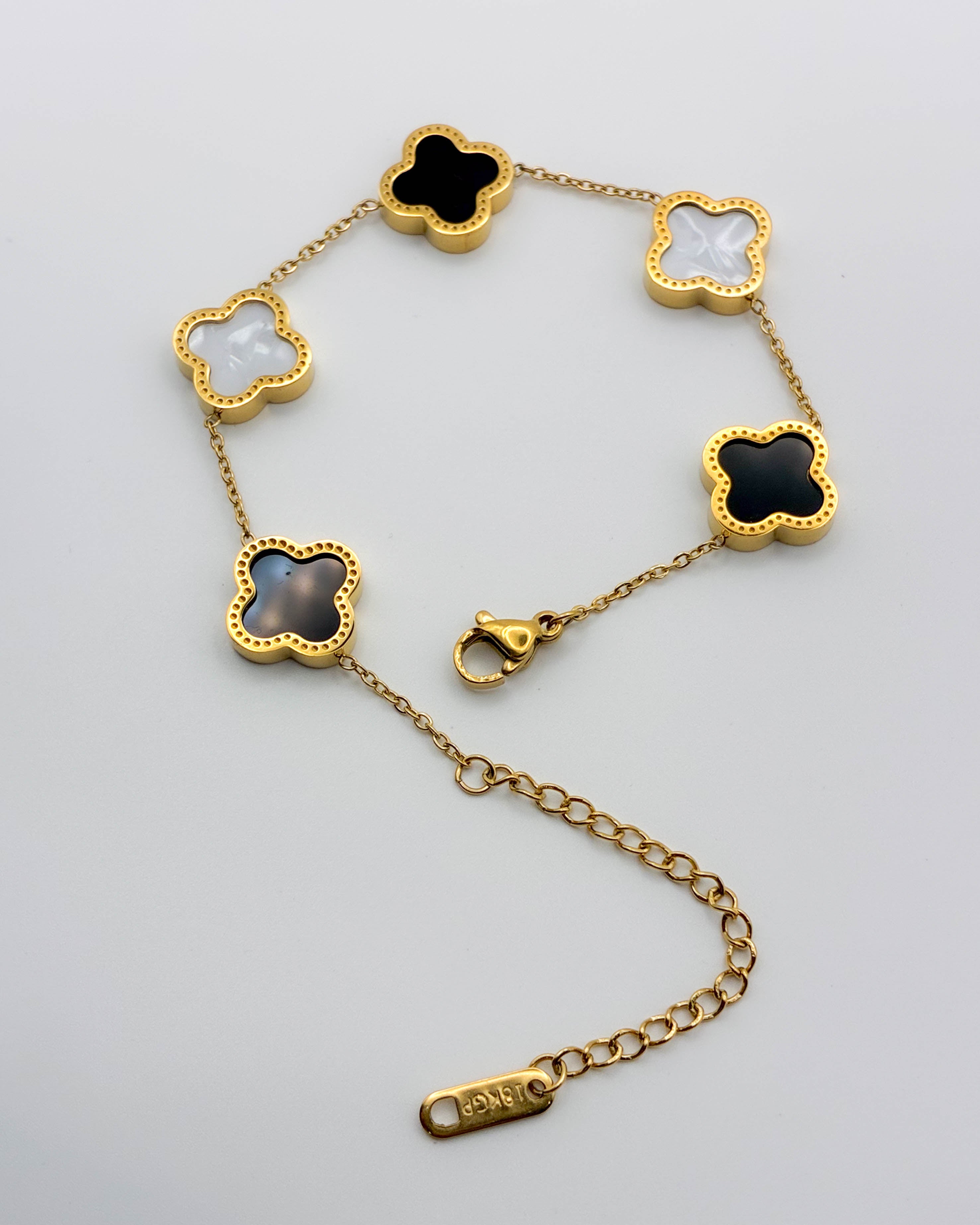 Black & White Clover Bracelet