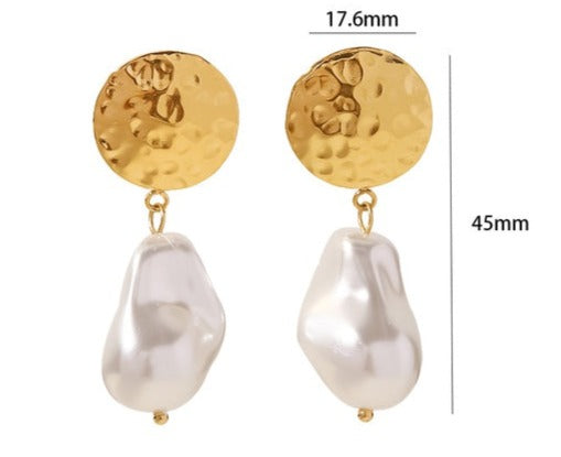 Textured Freshwater Pearl Drop Earring