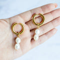 Nuri Freshwater Pearl Hoops (18k Gold Plated)