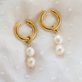 Nuri Freshwater Pearl Hoops (18k Gold Plated)